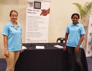 Psychologist Miss. Candice Leith and Intern Psychologist Miss. Pam Tembe at the first year residence orientation held on the 9th March 2019.