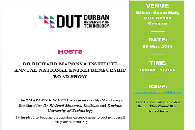 RICHARD MAPONYA ENTREPRENEURSHIP WORKSHOP AT DUT