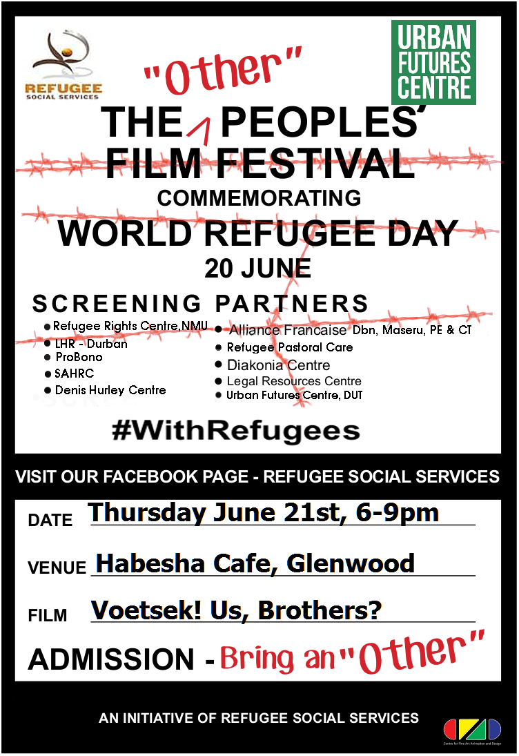 Event:  World Refugee Day Screening of Voetsek! Us, Brothers?