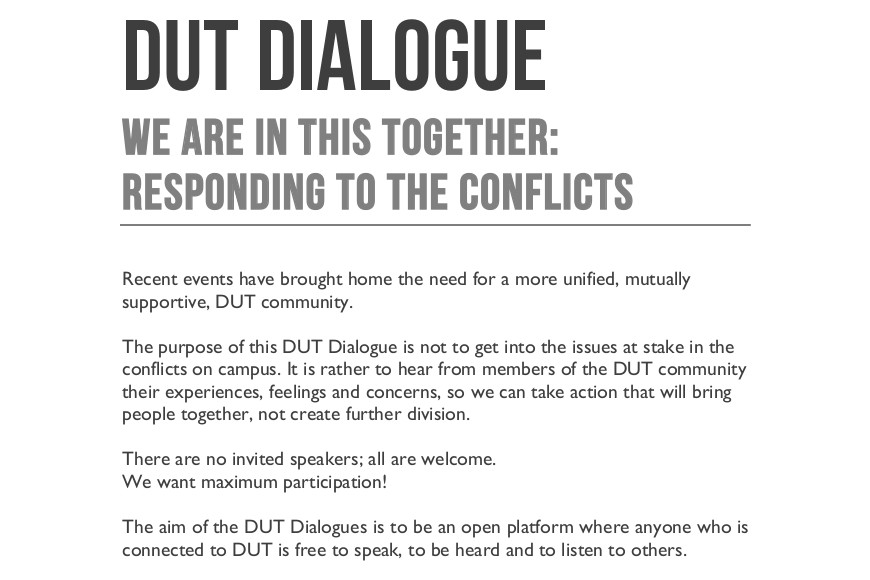 DUT Dialogue: We are in this together