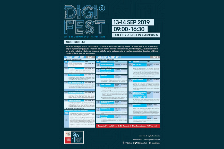 DUT Arts and Design Digital Festival Programme(#DUTDigifest6)