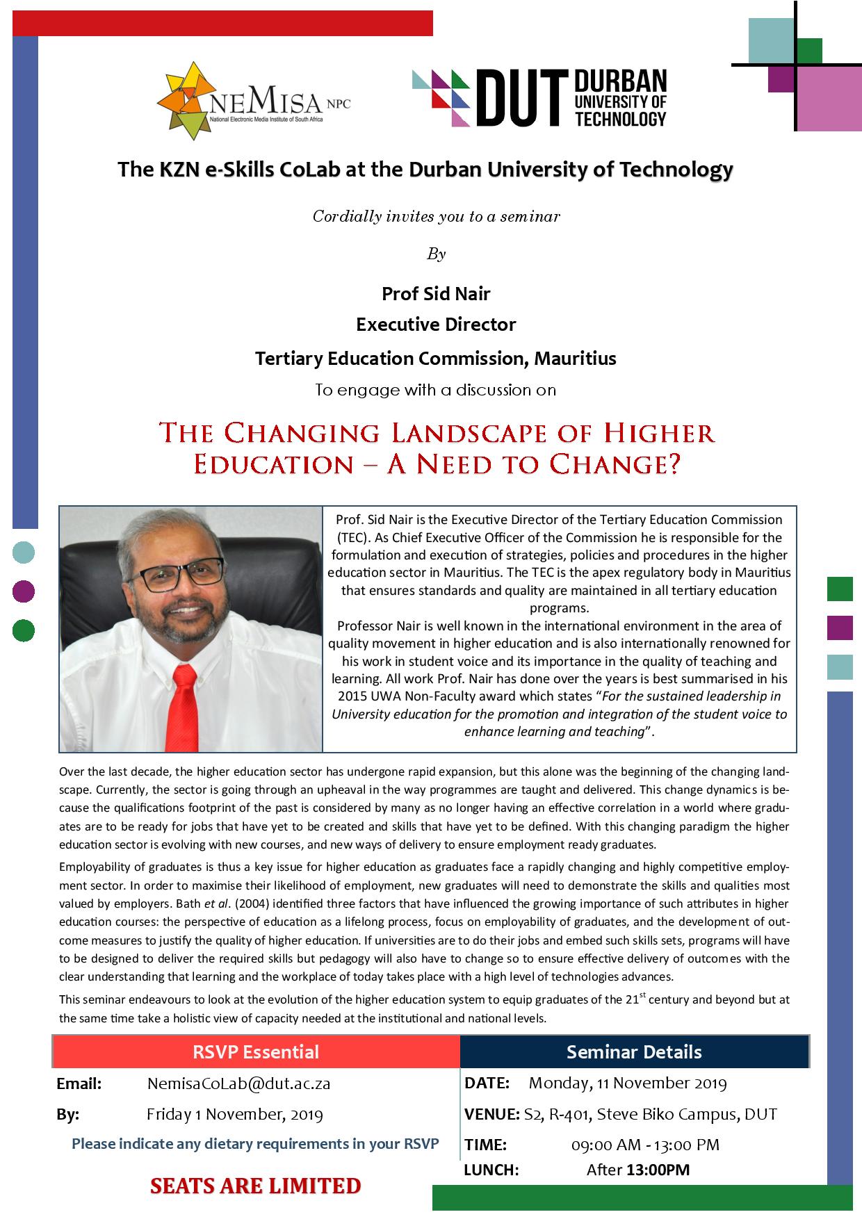 The Changing LandScape of Higher Education - Seminar