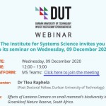 Institute of Systems Science Webinar: Invitation