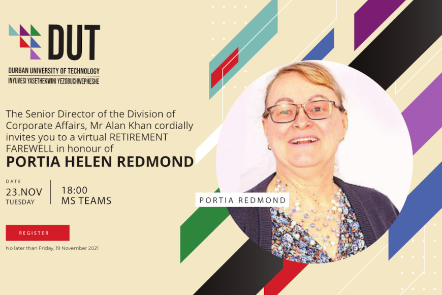 Invitation: Virtual Retirement Farewell in honour of Portia Helen Redmond