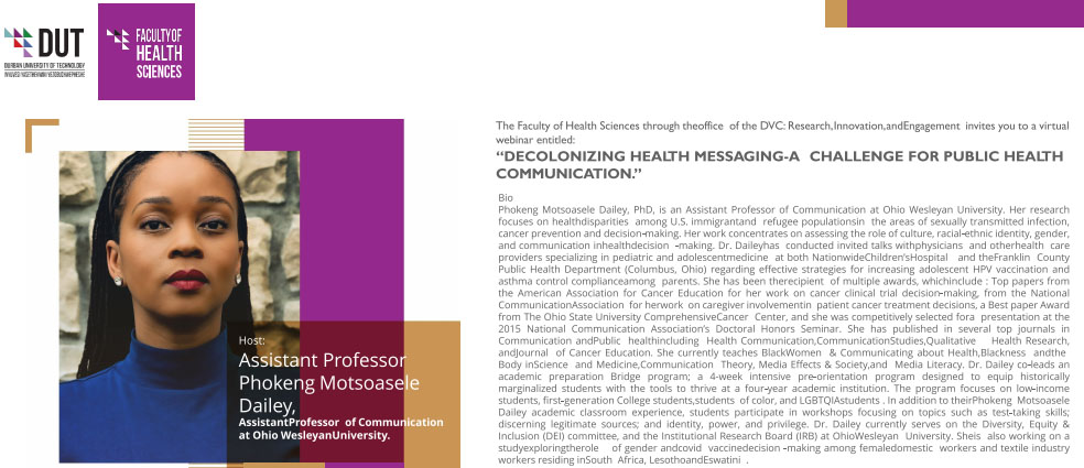 Virtual webinar: “Decolonizing Health Messaging - A Challenge for Public Health Communication.”